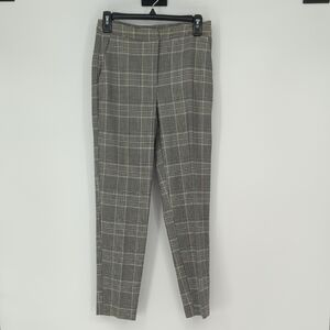 H&M Plaid Slim Leg Trouser Gray Size 2 preppy Business casual classic office